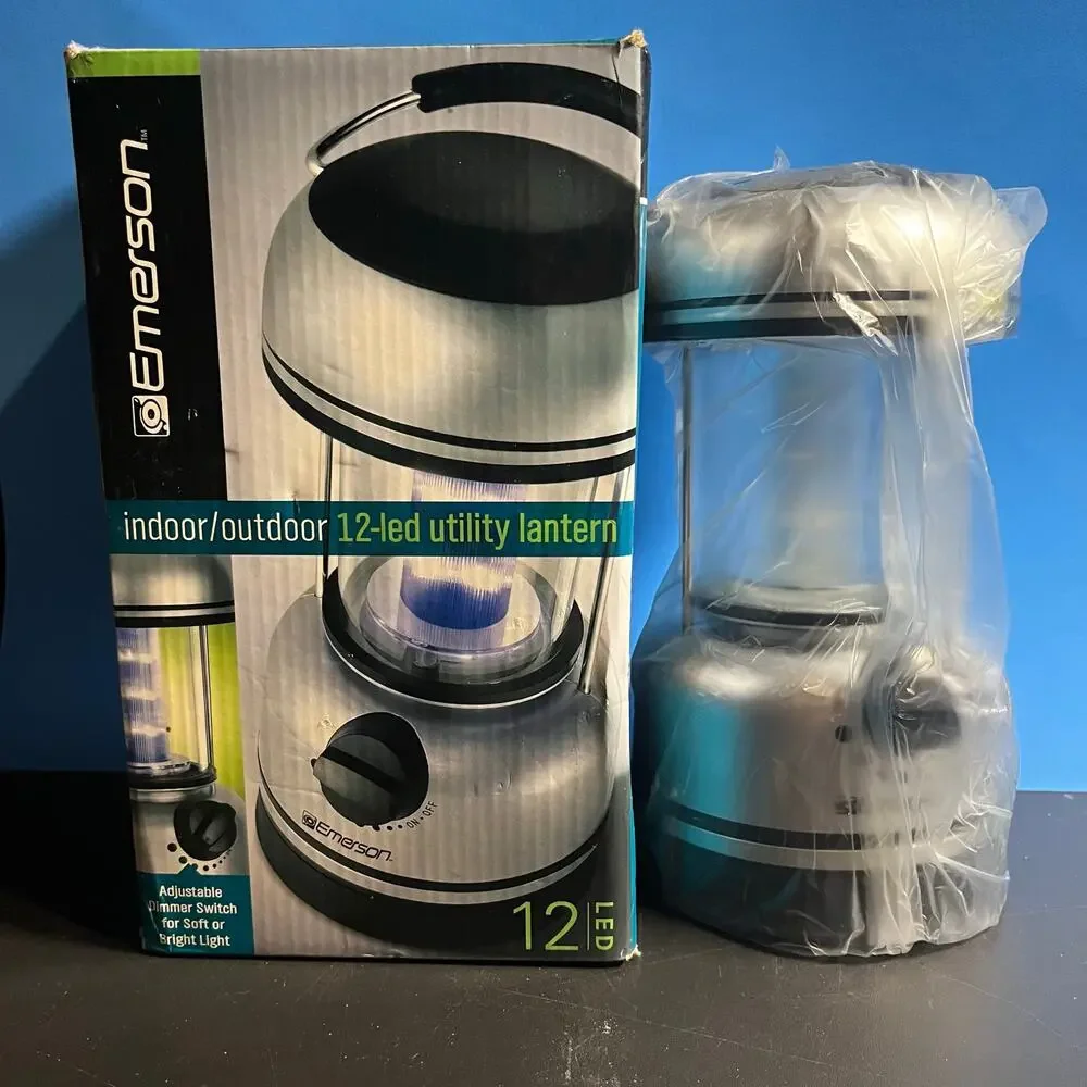 Emerson Indoor Outdoor Utility Lantern – 12 LED Lights – Battery/AC Powered